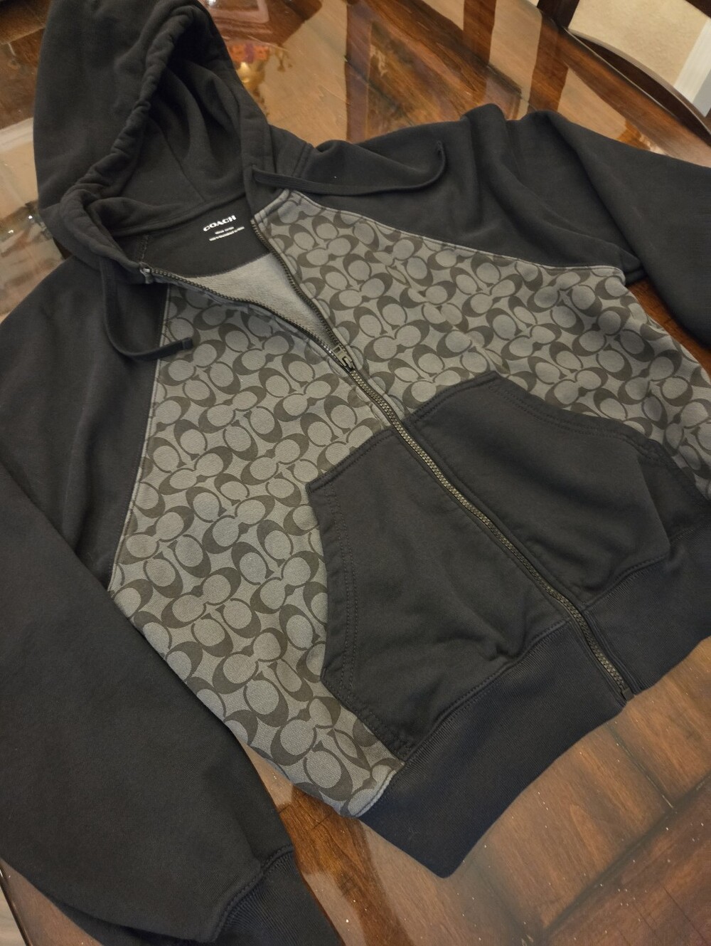 Coach Black Monogram Zip Hoodie - Men's - Picture 16 of 16